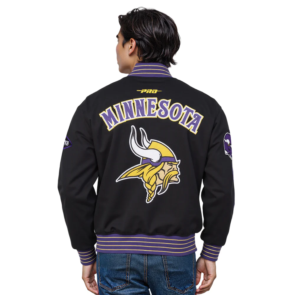 NFL MINNESOTA VIKINGS PRO GAME DAY MEN'S DBL KNIT JACKET (BLACK/PURPLE/YELLOW) - Image 10