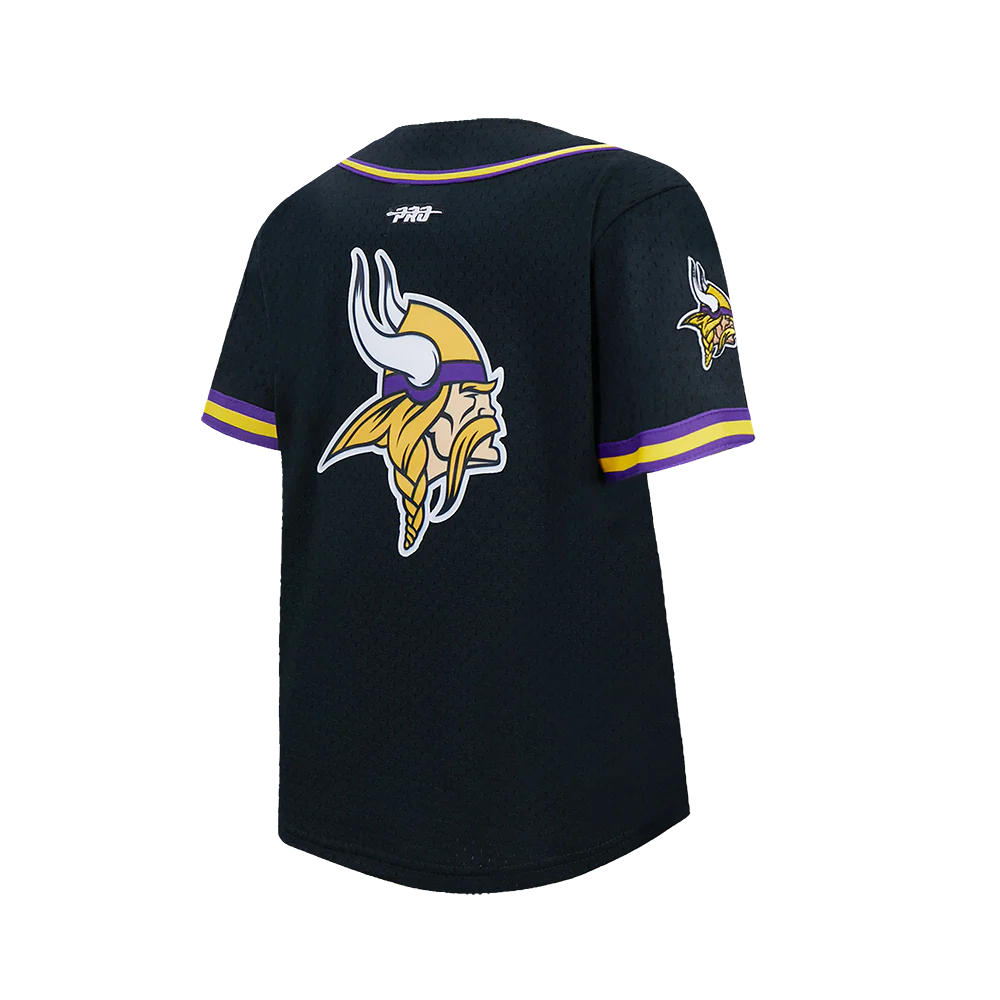 NFL MINNESOTA VIKINGS CLASSIC BIG BOY'S MESH BUTTON DOWN SHIRT (BLACK/PURPLE) - Image 4