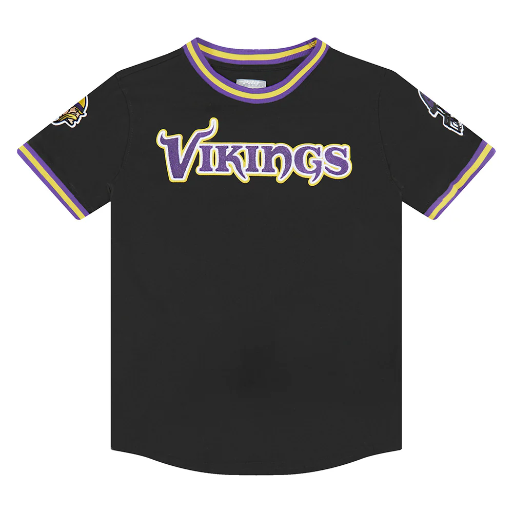 NFL MINNESOTA VIKINGS CLASSIC BIG BOYS SHORT SLEEVE STRIPED RIB TEE (BLACK/PURPLE) - Image 3