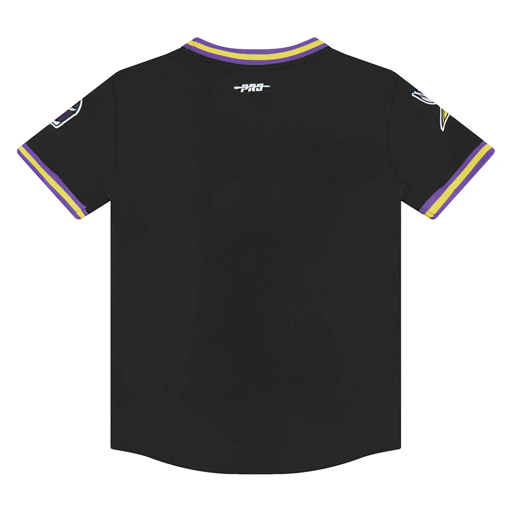 NFL MINNESOTA VIKINGS CLASSIC BIG BOYS SHORT SLEEVE STRIPED RIB TEE (BLACK/PURPLE) - Image 4