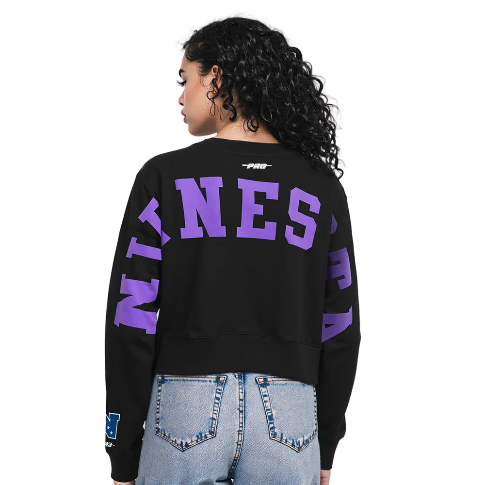 NFL MINNESOTA VIKINGS WINGSPAN WOMEN'S FLC CREWNECK (BLACK) - Image 10