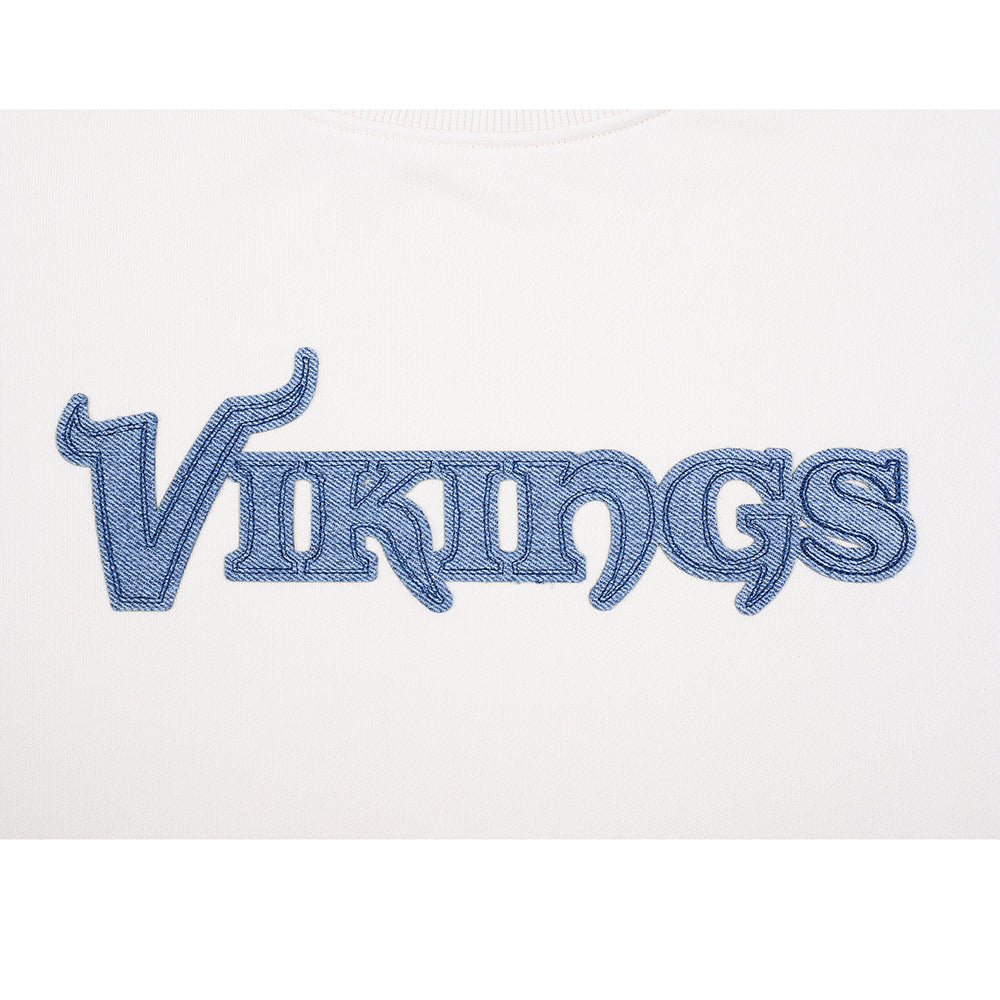 NFL MINNESOTA VIKINGS VARSITY BLUES WOMEN'S FLC CREWNECK (LINEN) - Image 6