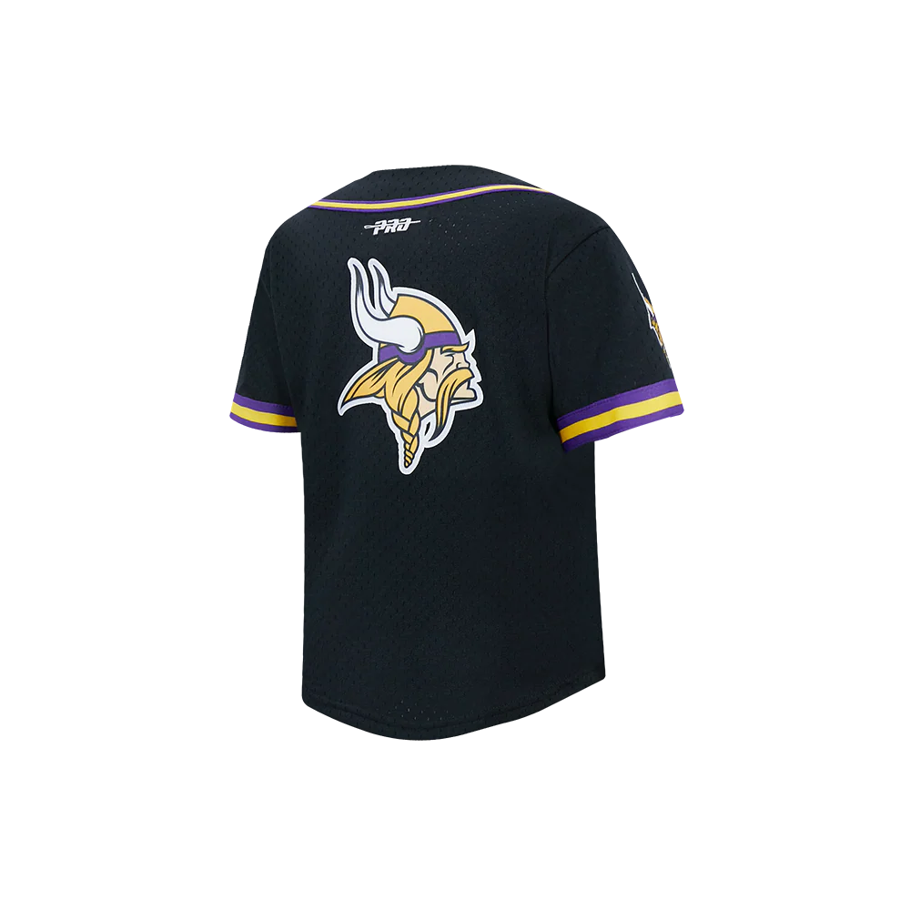 NFL MINNESOTA VIKINGS CLASSIC TODDLER BOY'S MESH BUTTON DOWN SHIRT (BLACK/PURPLE) - Image 4