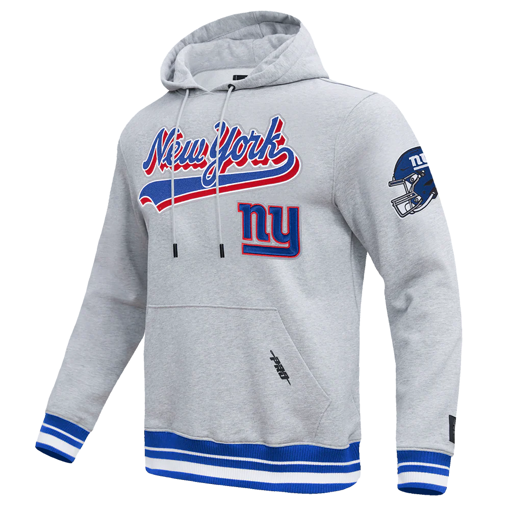 NFL NEW YORK GIANTS SCRIPT TAIL MEN'S RIB FLC PO HOODIE (HEATHER GREY/DODGER BLUE) - Image 6