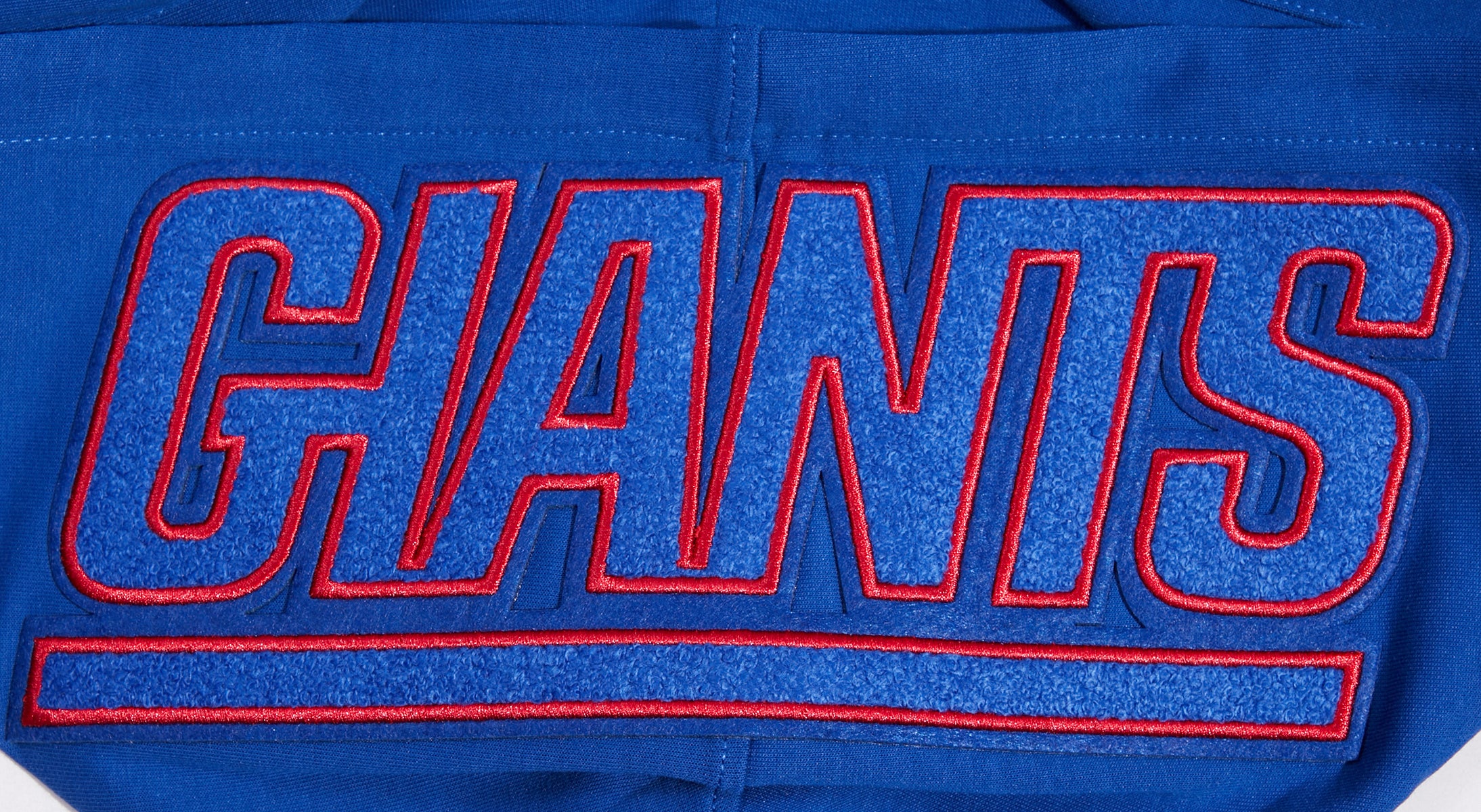 NFL NEW YORK GIANTS CLASSIC CHENILLE MEN'S DOUBLE KNIT PULLOVER HOODIE (DODGER BLUE) - Image 5