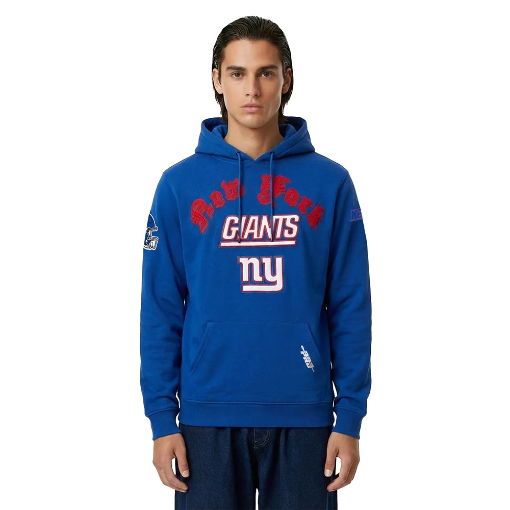 NFL NEW YORK GIANTS OLD ENGLISH MEN'S PO HOODIE (DODGER BLUE)