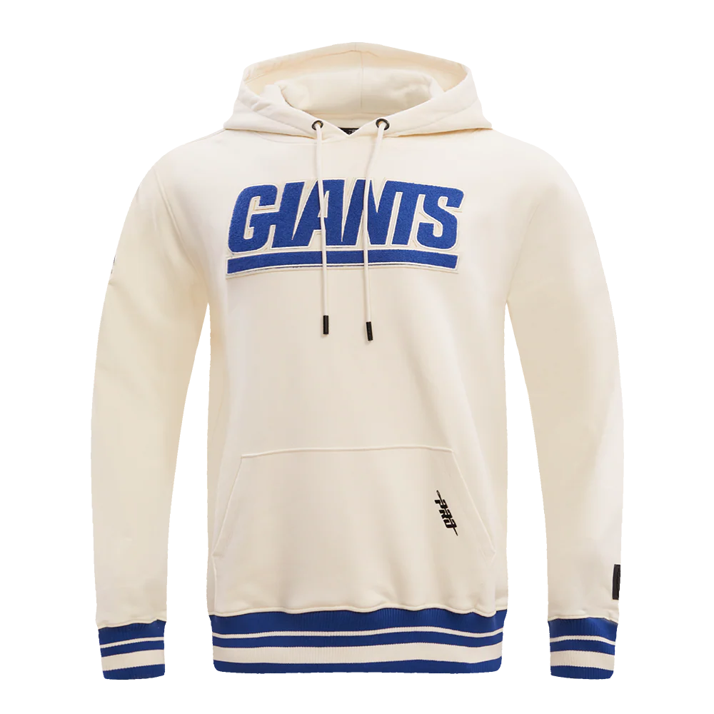 NFL NEW YORK GIANTS RETRO CLASSIC MEN'S PULLOVER HOODIE (EGGSHELL/DODGER BLUE)