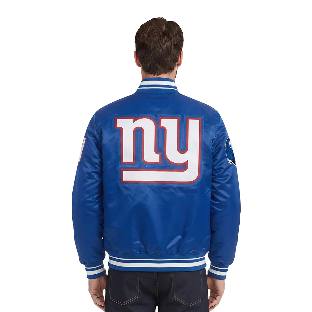 NFL NEW YORK GIANTS SCRIPT TAIL MEN'S SATIN JACKET (DODGER BLUE) - Image 2