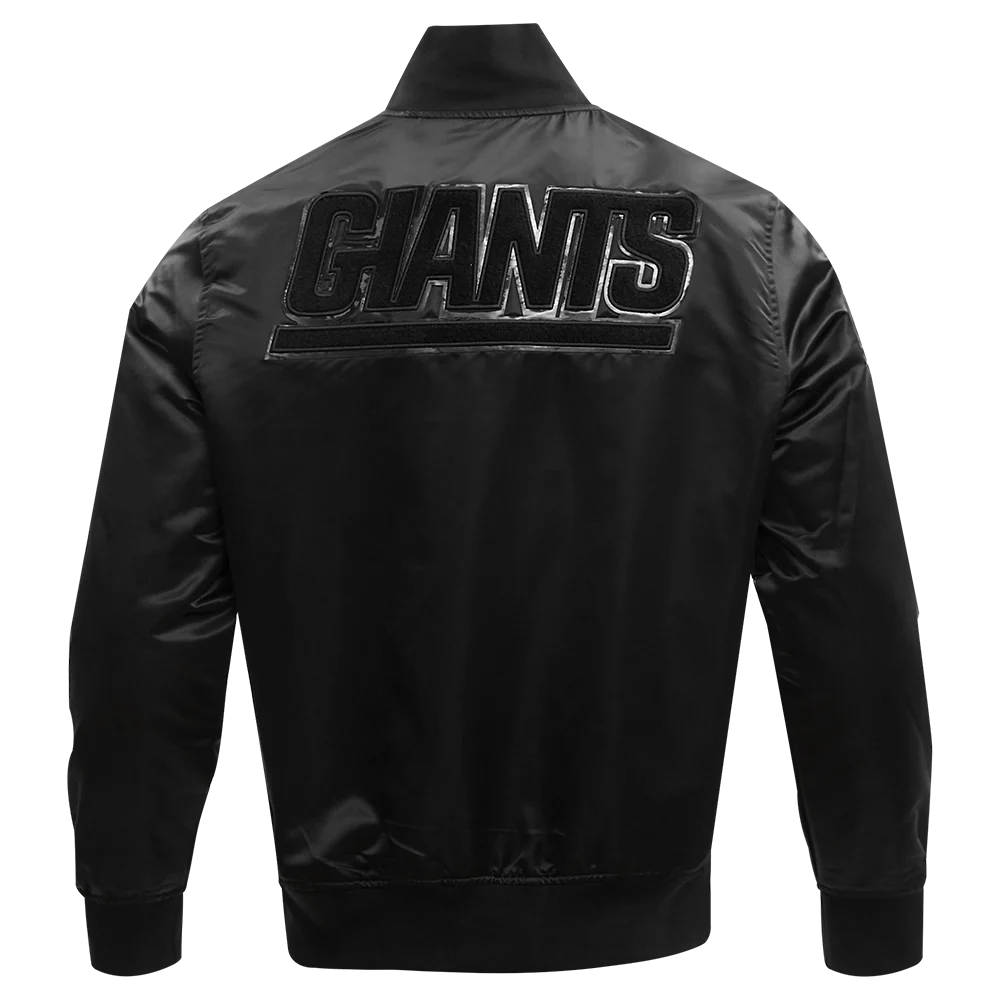 NFL NEW YORK GIANTS TRIPLE BLACK MEN'S SATIN JACKET (TRIPLE BLACK) - Image 3