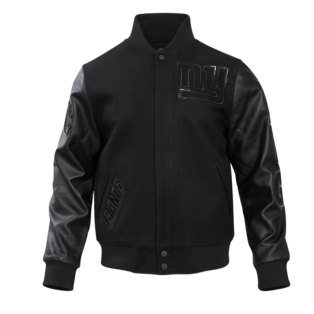 NFL NEW YORK GIANTS TRIPLE BLACK MEN'S WOOL VARSITY JACKET (TRIPLE BLACK MEN'S) - Image 5