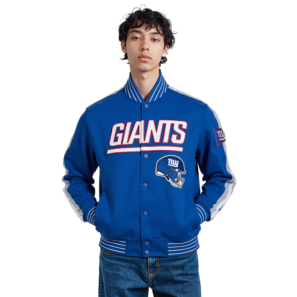 NFL NEW YORK GIANTS PRO GAME DAY MEN'S DBL KNIT JACKET (DODGER BLUE/SILVER/WHITE) - Image 10