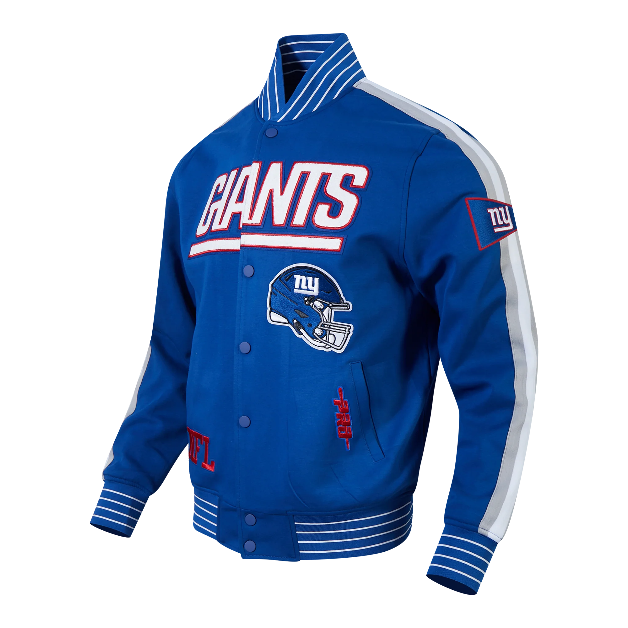 NFL NEW YORK GIANTS PRO GAME DAY MEN'S DBL KNIT JACKET (DODGER BLUE/SILVER/WHITE) - Image 3