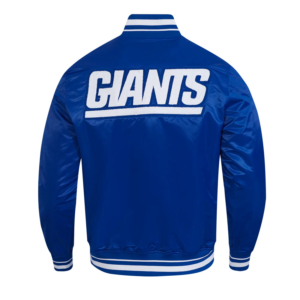 NFL NEW YORK GIANTS RETRO CLASSIC MEN'S RIB SATIN JACKET (DODGER BLUE) - Image 3