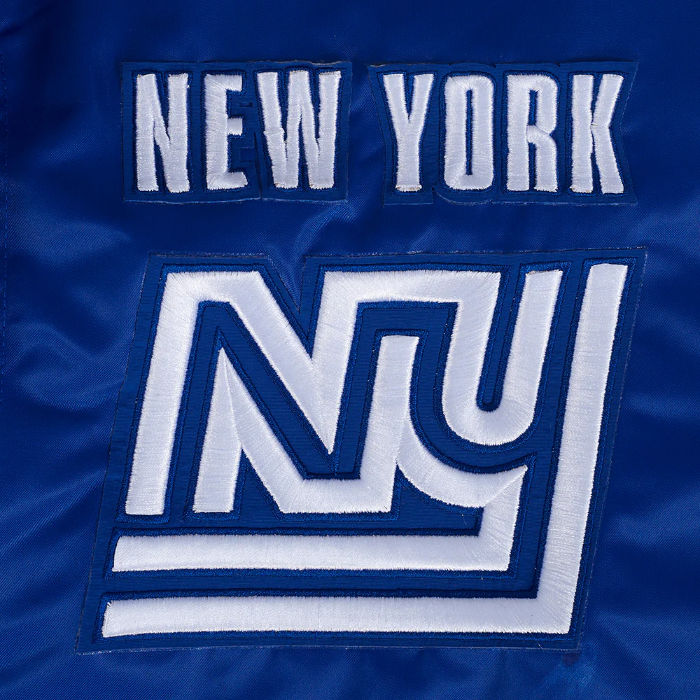 NFL NEW YORK GIANTS RETRO CLASSIC MEN'S RIB SATIN JACKET (DODGER BLUE) - Image 5