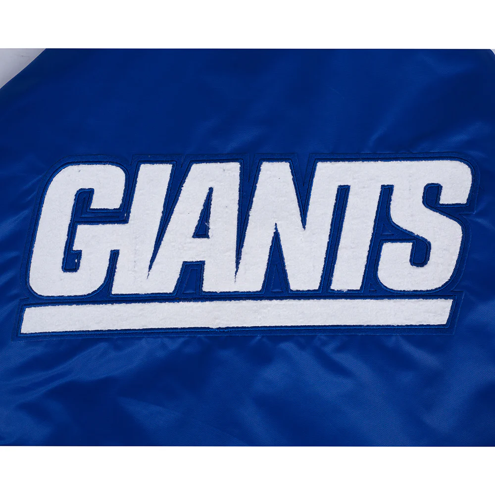 NFL NEW YORK GIANTS RETRO CLASSIC MEN'S RIB SATIN JACKET (DODGER BLUE) - Image 6