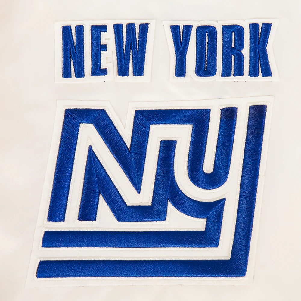 NFL NEW YORK GIANTS RETRO CLASSIC MEN'S RIB SATIN JACKET (EGGSHELL/DODGER BLUE) - Image 5