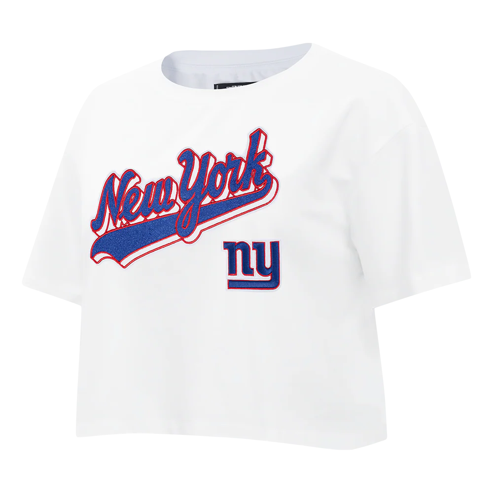 NFL NEW YORK GIANTS SCRIPT TAIL WOMEN'S SJ BOXY TEE (WHITE) - Image 5