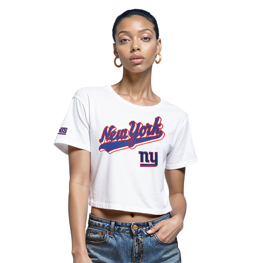 NFL NEW YORK GIANTS SCRIPT TAIL WOMEN'S SJ BOXY TEE (WHITE) - Image 9