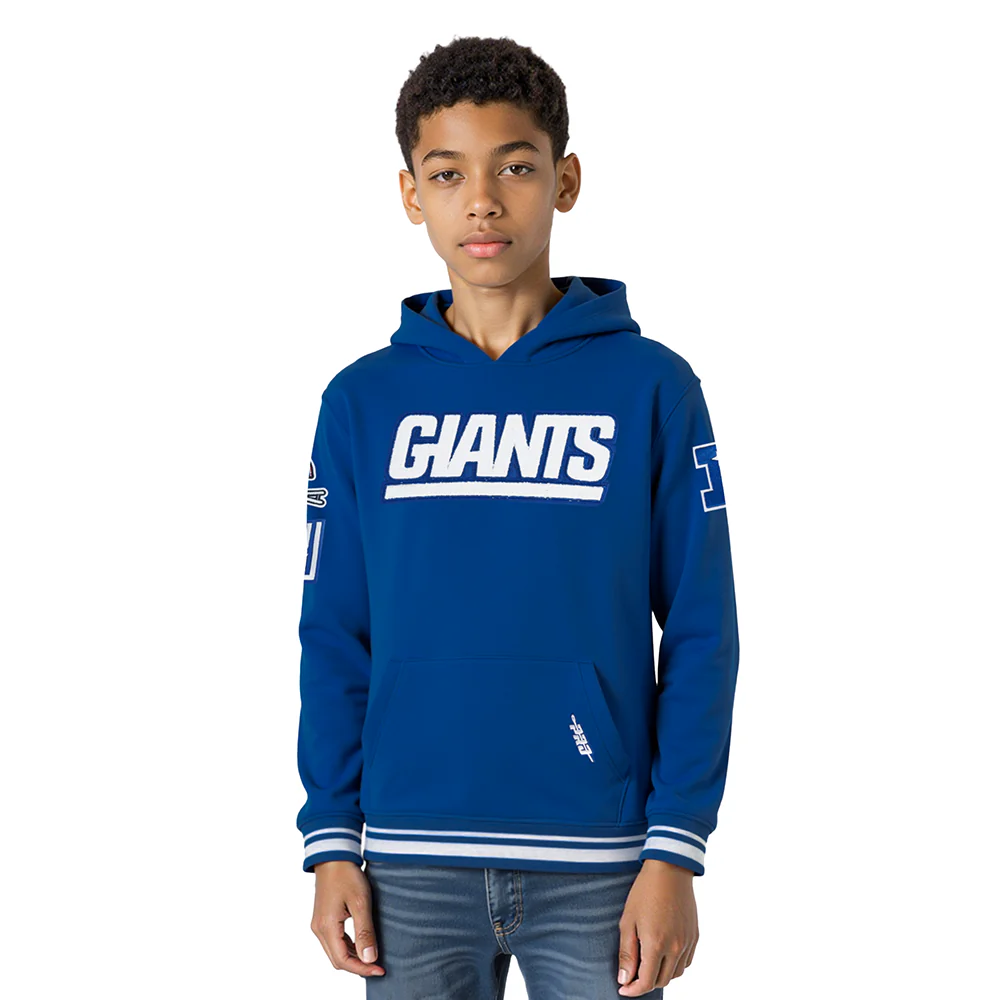 NFL NEW YORK GIANTS RETRO CLASSIC BIG BOYS RIB FLEECE PULLOVER HOODIE (DODGER BLUE)