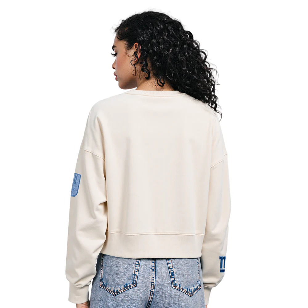 NFL NEW YORK GIANTS VARSITY BLUES WOMEN'S FLC CREWNECK (LINEN) - Image 9