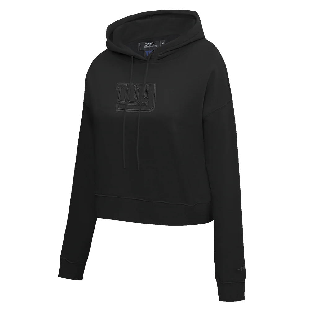 NFL NEW YORK GIANTS NEUTRAL WOMEN'S CROPPED PULLOVER HOODIE (BLACK) - Image 2
