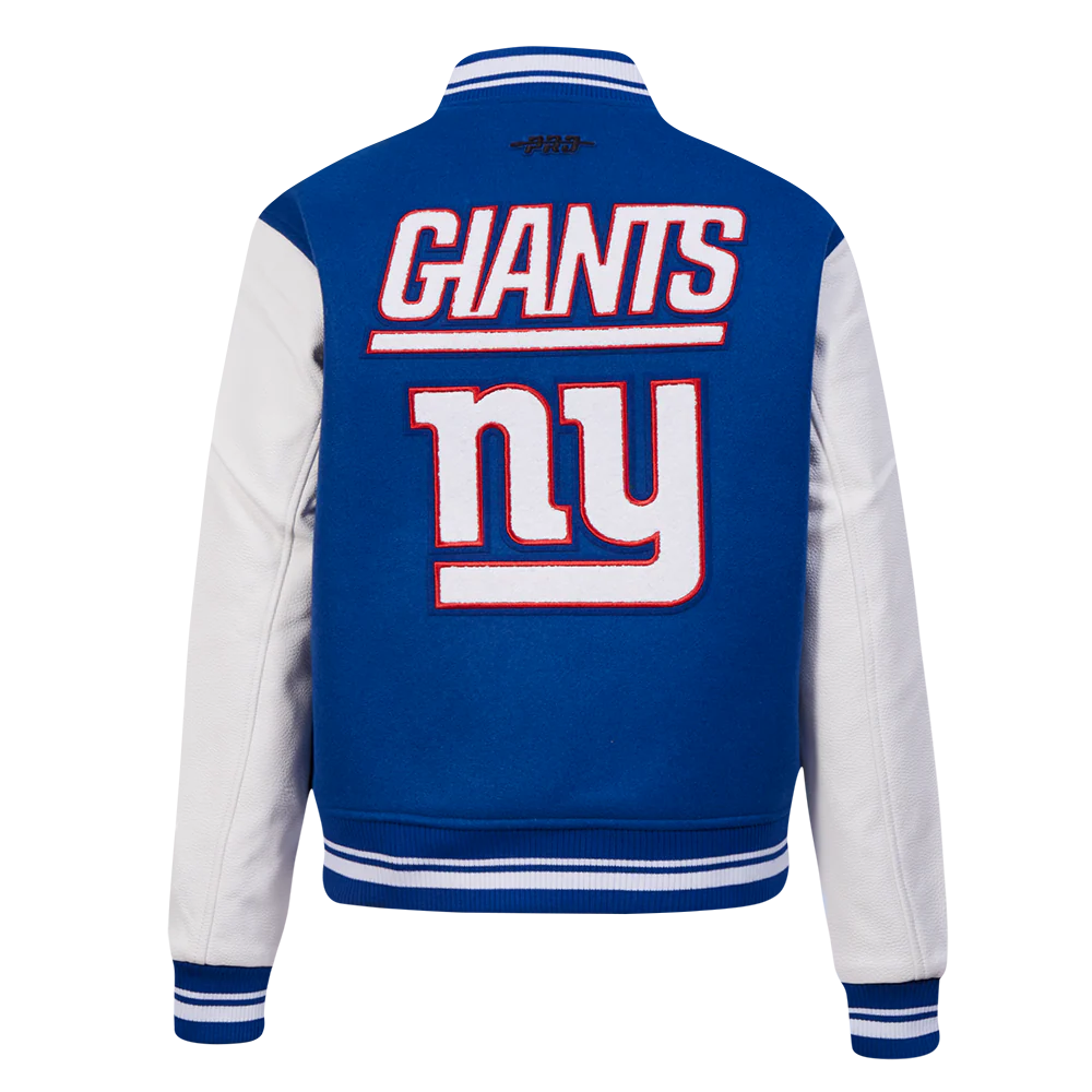 NFL NEW YORK GIANTS MASHUP WOMEN'S RIB WOOL VARSITY JACKET (DODGER BLUE/WHITE) - Image 3