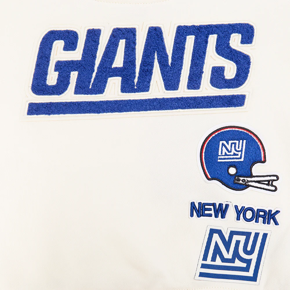 NFL NEW YORK GIANTS RETRO CLASSIC LITTLE GIRL'S RIB FLC CREWNECK (EGGSHELL/DODGER BLUE) - Image 3