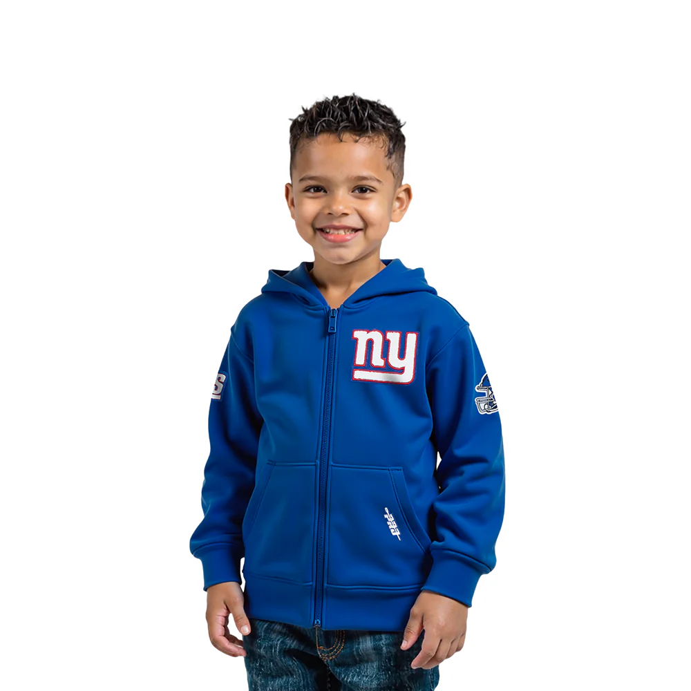 NFL NEW YORK GIANTS CLASSIC TODDLER BOY'S FLC FZ HOODIE (DODGER BLUE)
