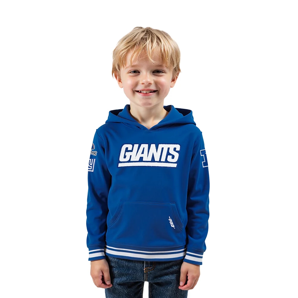 NFL NEW YORK GIANTS RETRO CLASSIC TODDLER BOYS RIB FLEECE PULLOVER HOODIE (DODGER BLUE)