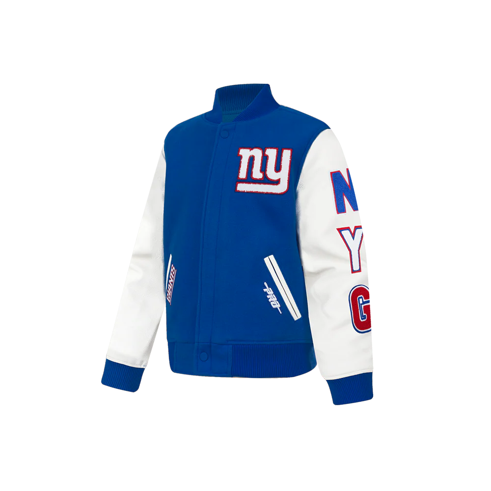 NFL NEW YORK GIANTS CLASSIC TODDLER BOYS WOOL VARSITY JACKET (DODGER BLUE/WHITE)