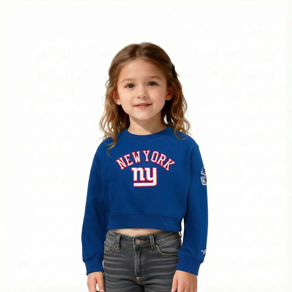 NFL NEW YORK GIANTS CLASSIC TODDLER GIRL'S FLC CREWNECK (DODGER BLUE)