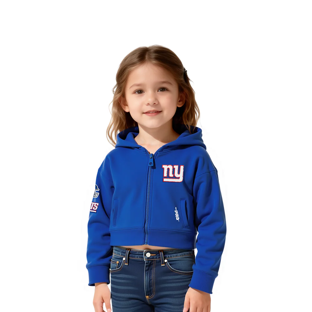 NFL NEW YORK GIANTS CLASSIC TODDLER GIRLS FLEECE FULL ZIP HOODIE (DODGER BLUE)