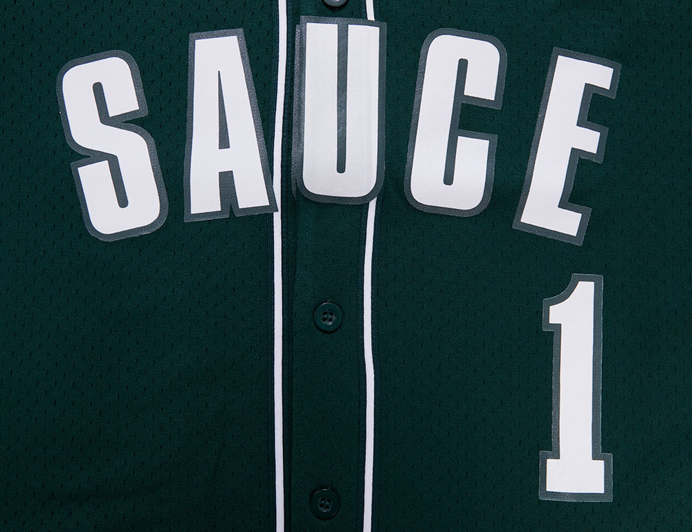 NFL NEW YORK JETS AHMAD "SAUCE" GARDNER #1 MEN'S MESH BUTTON DOWN SHIR (FOREST GREEN) - Image 5