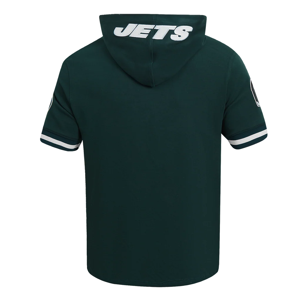 NFL NEW YORK JETS SAUCE GARDNER #1 CLASSIC MEN'S DOUBLE KNIT SHORT SLEEVE PULLOVER HOODIE (FOREST GREEN) - Image 4