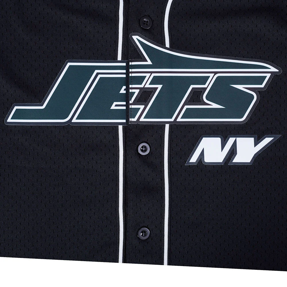 NFL NEW YORK JETS CLASSIC MESH MEN'S BUTTON DOWN SHIRT (BLACK) - Image 6