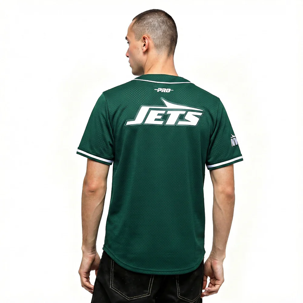 NFL NEW YORK JETS AHMAD "SAUCE" GARDNER #1 CLASSIC MESH PNN MEN'S MESH BUTTON DOWN SHIRT (FOREST GREEN) - Image 2