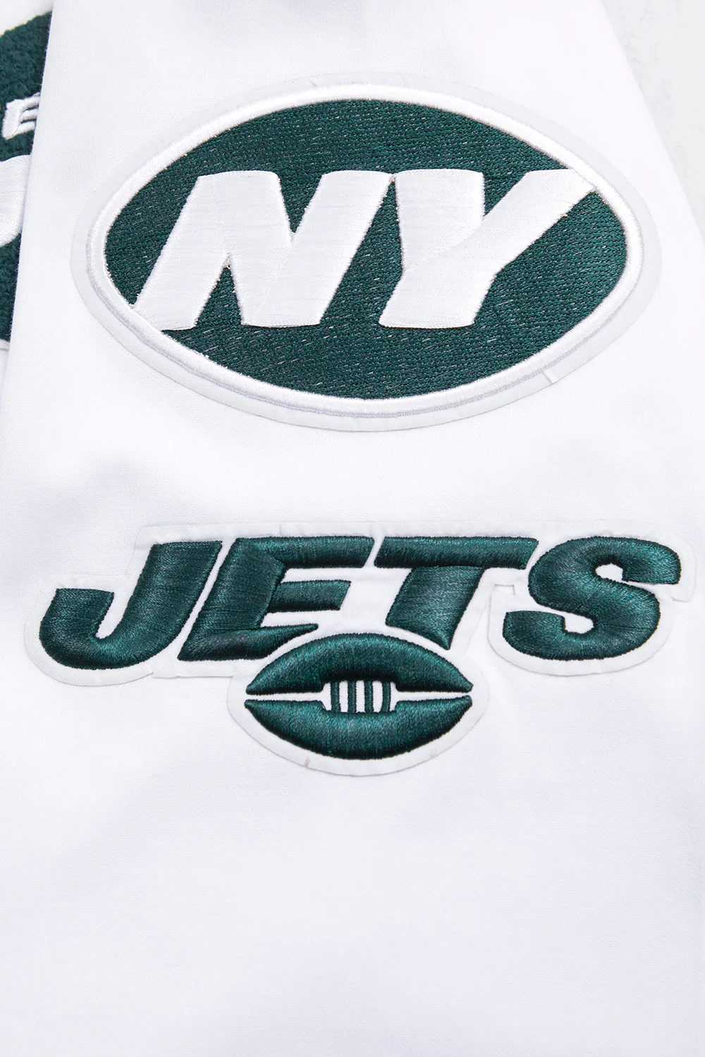 NFL NEW YORK JETS CLASSIC CHENILLE MEN'S DOUBLE KNIT PULLOVER HOODIE (WHITE) - Image 7