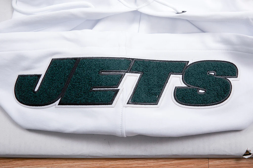 NFL NEW YORK JETS CLASSIC CHENILLE MEN'S DOUBLE KNIT PULLOVER HOODIE (WHITE) - Image 8