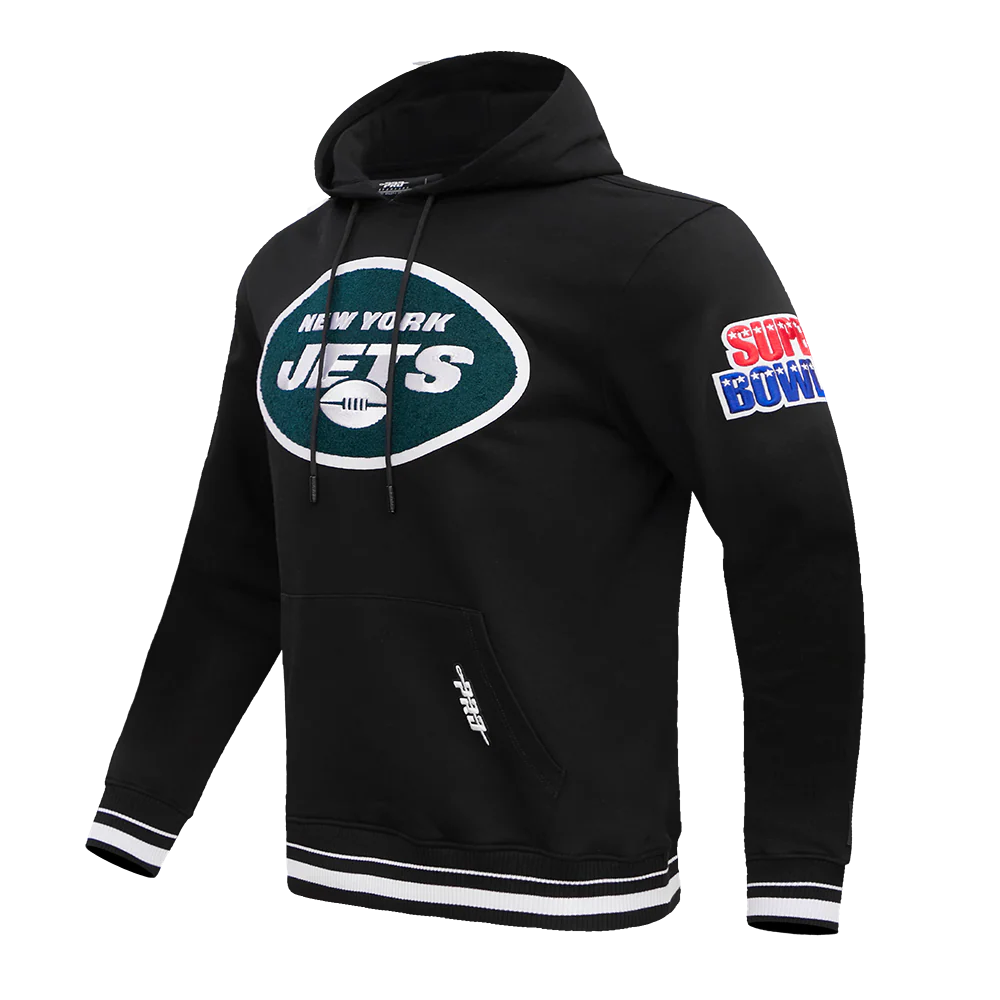 NFL NEW YORK JETS MASHUP MEN'S RIB PULLOVER HOODIE (BLACK) - Image 2