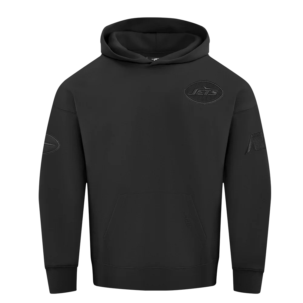 NFL NEW YORK JETS NEUTRAL MEN'S DROP SHOULDER PO HOODIE (BLACK)
