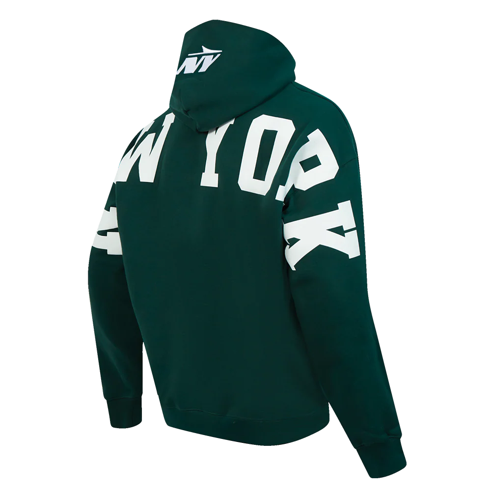 NFL NEW YORK JETS WINGSPAN MEN'S DROP SHOULDER FLC PO HOODIE (FOREST GREEN) - Image 4