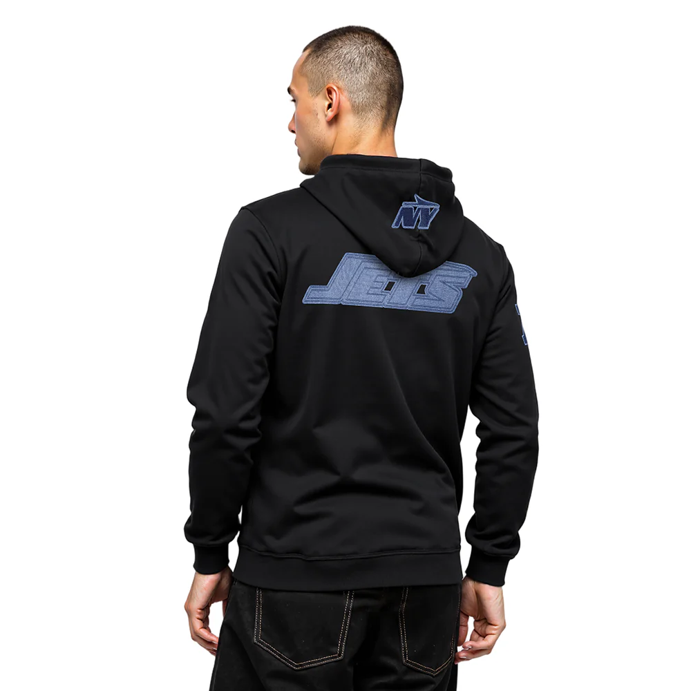 NFL NEW YORK JETS VARSITY BLUES MEN'S FLC PO HOODIE (BLACK) - Image 2