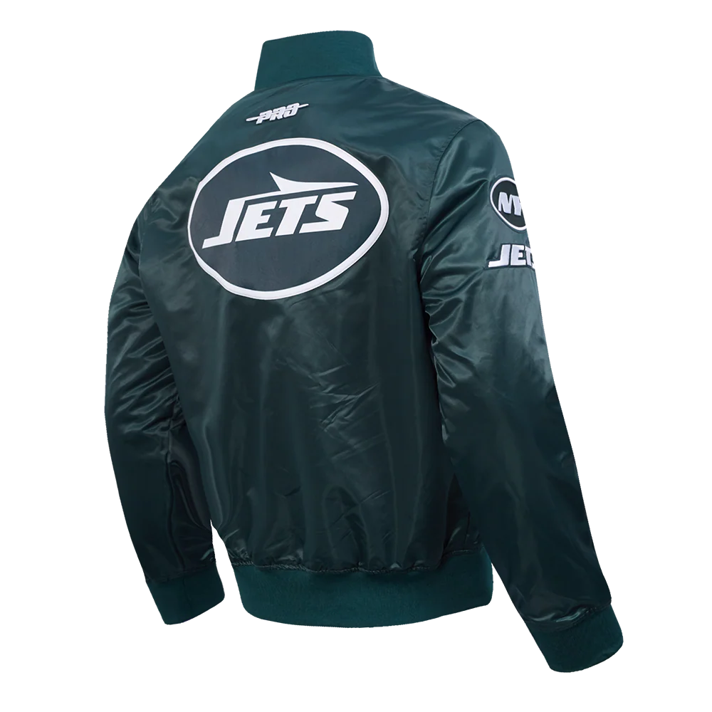 NFL NEW YORK JETS BIG LOGO MEN'S SATIN JACKET (FOREST GREEN) - Image 4