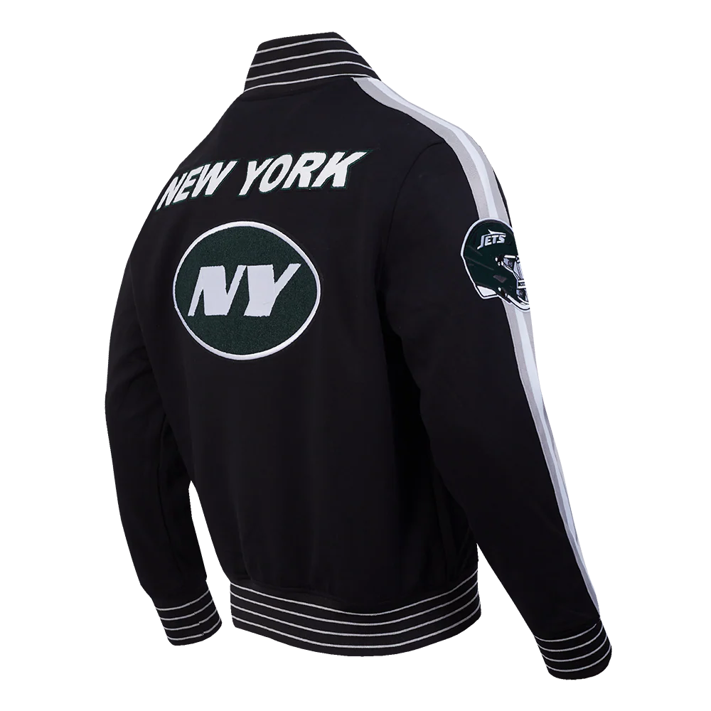 NFL NEW YORK JETS PRO GAME DAY MEN'S DBL KNIT JACKET (BLACK/SILVER/WHITE) - Image 4