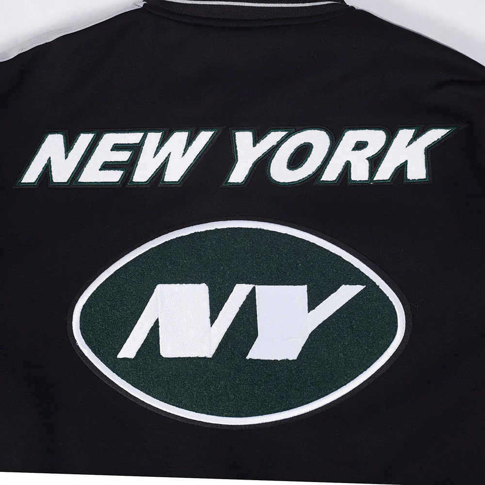 NFL NEW YORK JETS PRO GAME DAY MEN'S DBL KNIT JACKET (BLACK/SILVER/WHITE) - Image 5