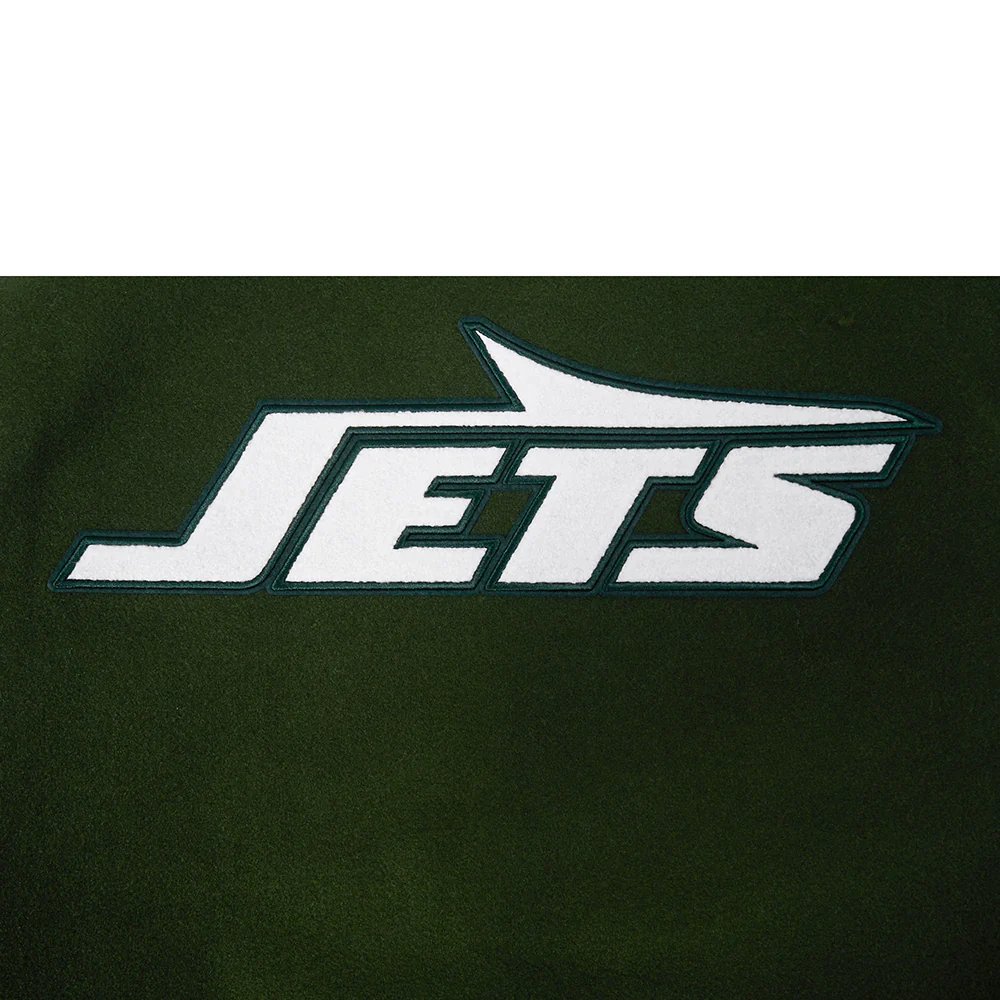 NFL NEW YORK JETS CLASSIC WOOL MEN'S VARSITY JACKET (FOREST GREEN/WHITE) - Image 5