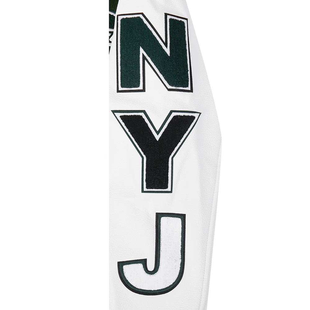NFL NEW YORK JETS CLASSIC WOOL MEN'S VARSITY JACKET (FOREST GREEN/WHITE) - Image 6