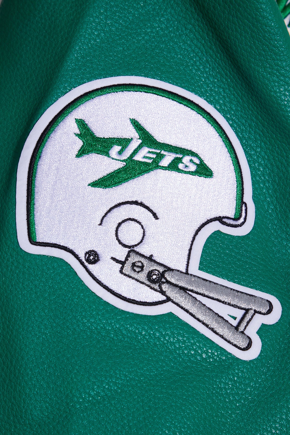 NFL NEW YORK JETS RETRO CLASSIC MEN'S RIB WOOL VARSITY JACKET (EGGSHELL/ KELLY GREEN) - Image 7