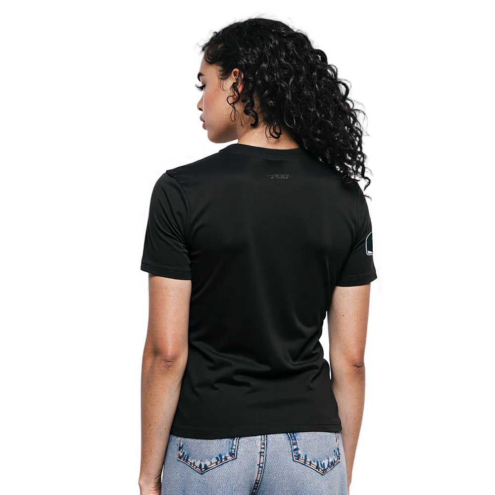 NFL NEW YORK JETS CLASSIC SHORT SLEEVE WOMEN'S SINGLE JERSEY SLIM FIT TEE (BLACK) - Image 2