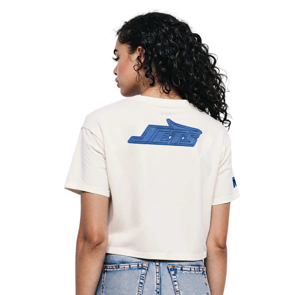 NFL NEW YORK JETS VARSITY BLUES WOMEN'S  SJ BOXY TEE (LINEN) - Image 11